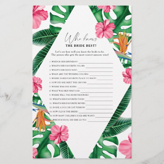 Tropical - Wie kent de bruid beste spel (Voorkant)