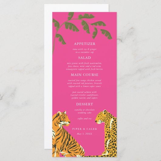 Tropical Wild Cats Wedding Menu (Voorkant / Achterkant)