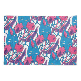 Tropical Wild Flowers Blue Pink Modern Exotic Kussensloop