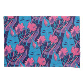 Tropical Wild Flowers Blue Pink Modern Exotic Kussensloop (Voorkant)