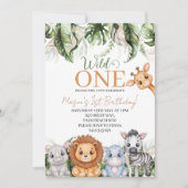 Tropical Wild One Oerwoud Animals Boy 1st Birthday Kaart (Voorkant)
