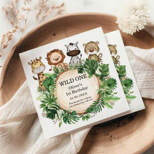 Tropical Wild One Oerwoud Safari Greenery Birthday Servet