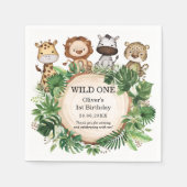 Tropical Wild One Oerwoud Safari Groen Verjaardag Servet (Voorkant)