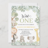 Tropical Wild One Safari Dieren Jongen 1e Verjaard Kaart (Voorkant)