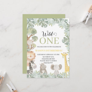 Tropical Wild One Safari Dieren Jongen 1e Verjaard Kaart