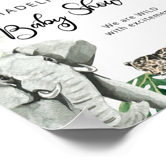 Tropical Wild Safari Animal Baby shower Welkom Poster (Hoek)