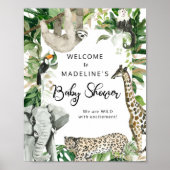 Tropical Wild Safari Animal Baby shower Welkom Poster (Voorkant)
