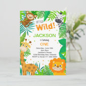 Tropical Wild Safari Oerwoud Verjaardagsuitnodigin Kaart (Staand voorkant)