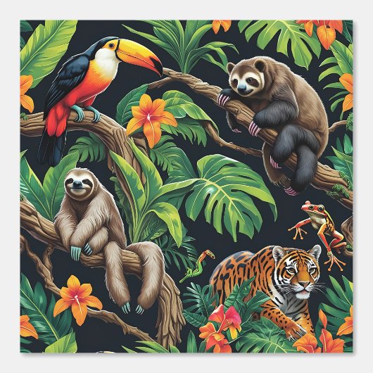 Tropical Wildlife Paradise Zelfklevend Behang (Voorkant)