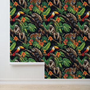 Tropical Wildlife Paradise Zelfklevend Behang