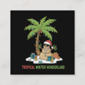 Tropical Winter Wonderland | Funny Christmas  Vierkante Visitekaartje (Achterkant)