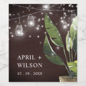 TROPICAL WOOD PALM STERRENNACHT MASON JAR WEDING WIJN ETIKET (Enkel label)