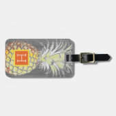 Tropical Yellow Pinneapple on Grey Bagagelabel (Voorkant horizontaal)