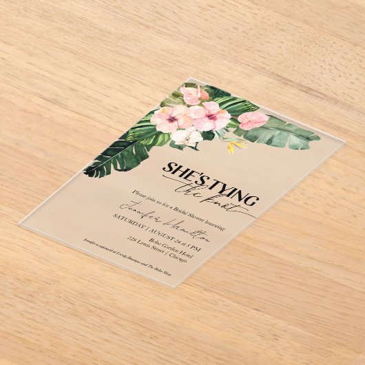 Tropical Ze bindt het knoop Vrijgezellenfeest Acryl Uitnodigingen (Laagn)