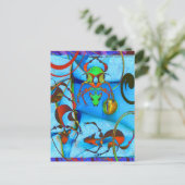 TropicalDog Blue Briefkaart (Staand voorkant)