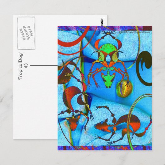 TropicalDog Blue Briefkaart (Voorkant / Achterkant)