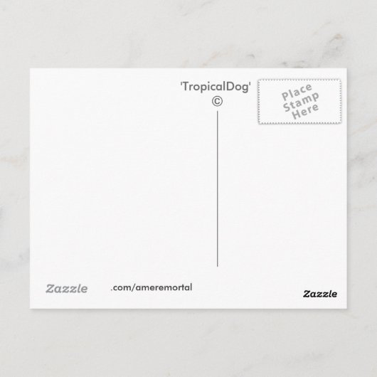 TropicalDog Blue Briefkaart (Achterkant)