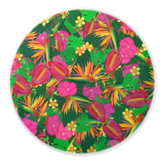 Tropicana Garden Tropical Floral Flowers Keramische Knop (Voorkant)