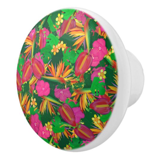 Tropicana Garden Tropical Floral Flowers Keramische Knop (Rechts)