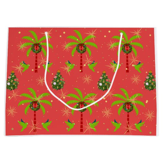 Tropicas - Coral Christmas Gift Bag Groot Cadeauzakje (Voorkant)