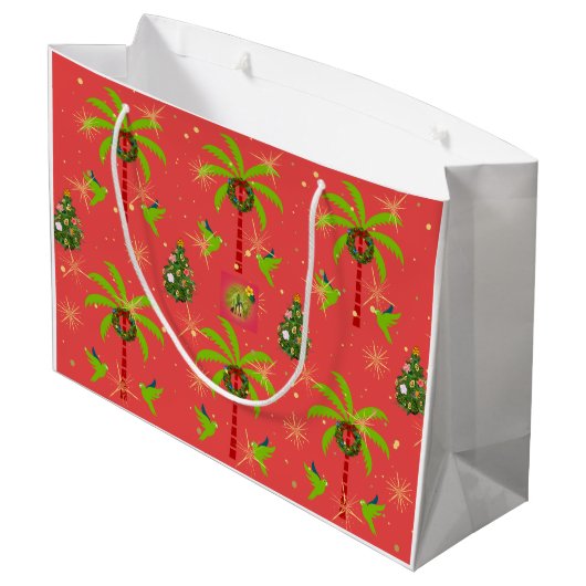 Tropicas - Coral Christmas Gift Bag Groot Cadeauzakje (Achterkant Gekanteld)
