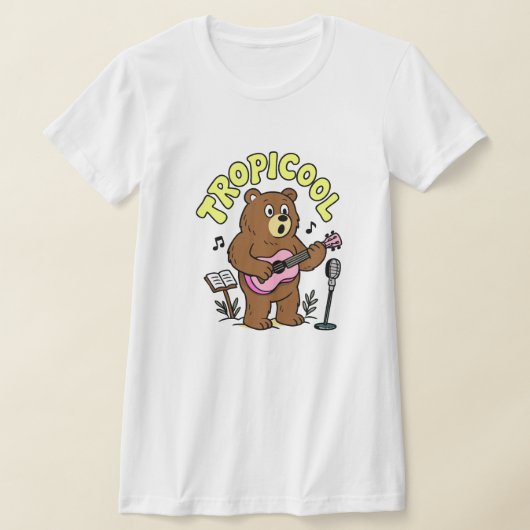 Tropicool Bear Playing Ukulele – Cute Funny Music  T-shirt (Laagn)