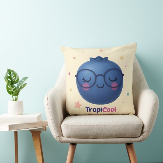 TropiCool Blueberry – Kawaii Fruit Sierkussen (Stoel)