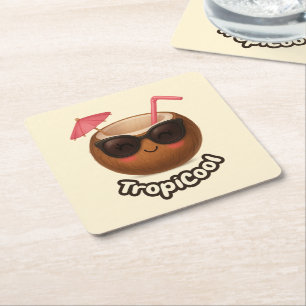 TropiCool Kokosnoot – Leuk Zomerpapier Onderzetter