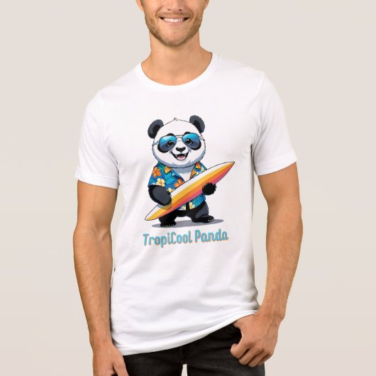 TropiCool Panda – Schattigee Cartoon Panda - Hawaï Tri-Blend Shirt (Voorkant)