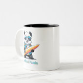 TropiCool Panda – Schattigee Cartoon Panda - Hawaï Tweekleurige Koffiemok (Voorkant links)