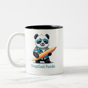 TropiCool Panda – Schattigee Cartoon Panda - Hawaï Tweekleurige Koffiemok