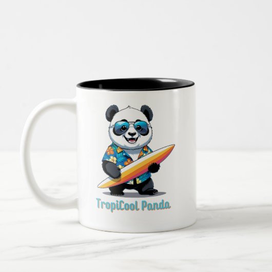 TropiCool Panda – Schattigee Cartoon Panda - Hawaï Tweekleurige Koffiemok (Links)
