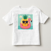 Tropicool–Pineapple Flamingo Float Zomer T-shirt (Voorkant)