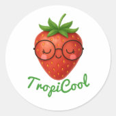TropiCool Strawberry – Fun & Fresh Fruit Sticker (Voorkant)