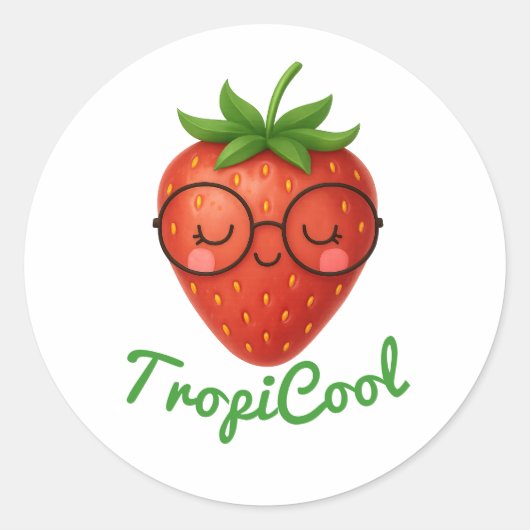 TropiCool Strawberry – Fun & Fresh Fruit Sticker (Voorkant)