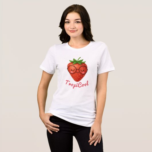 TropiCool Strawberry – Schattige T-shirt (Voorkant volledig)