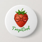 TropiCool Strawberry – Schattigee Glossy Button Pi (Voorkant)