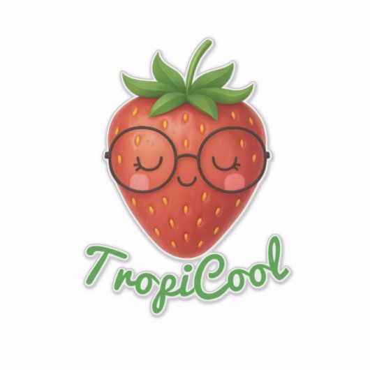 TropiCool Strawberry – Vinyl Sticker op maat (Voorkant)
