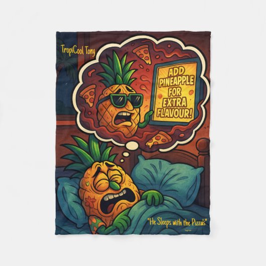 TropiCool Tony’s Nightmare – Ananas op Pizza Fleece Deken (Voorkant)