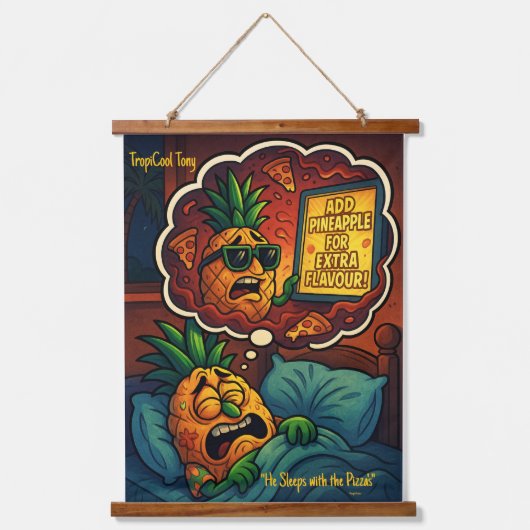 TropiCool Tony’s Nightmare – Ananas op Pizza Hangend Wandkleed (Voorkant)