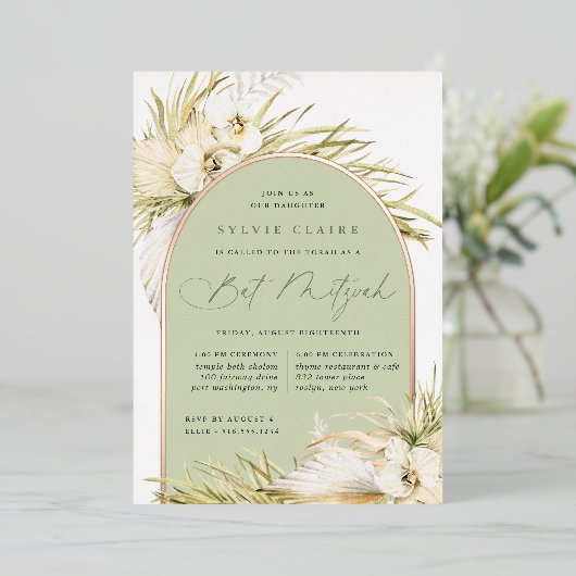  tropics Bat Mitzvah Folie Uitnodiging (Staand Voorkant)