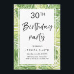 Tropics Birthday Invitation Tropical Hawaii 30th Kaart<br><div class="desc">Een perfecte manier om je gasten uit te nodigen voor je feest! Tropisch thema met palmbladeren.</div>