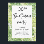 Tropics Birthday Invitation Tropical Hawaii 30th Kaart<br><div class="desc">Een perfecte manier om je gasten uit te nodigen voor je feest! Tropisch thema met palmbladeren.</div>