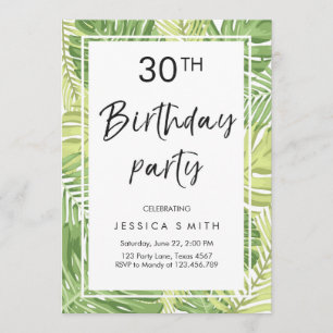 Tropics Birthday Invitation Tropical Hawaii 30th Kaart