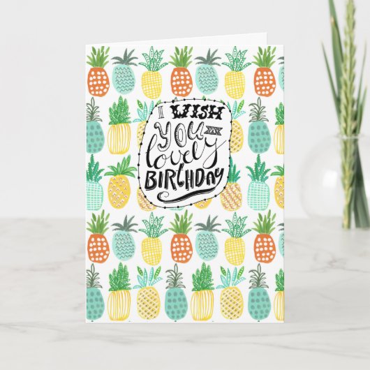 Tropics Birthday Pineapple Pattern | WENSKAART Kaart (Voorkant)