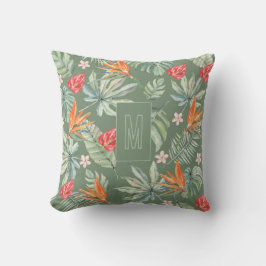 Tropics Bloemenblad Fantasie met Monogram Kussen