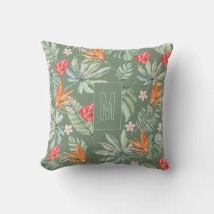 Tropics Bloemenblad Fantasie met Monogram Kussen