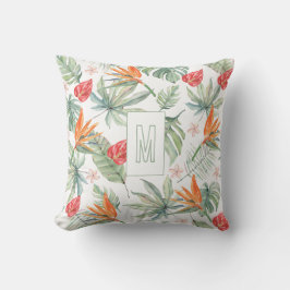 Tropics Bloemenblad Fantasie met Monogram Kussen