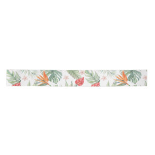 Tropics Bloemenblad Fantasie met Monogram Satijnen Lint