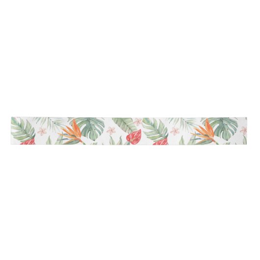 Tropics Bloemenblad Fantasie met Monogram Satijnen Lint (Voorkant)